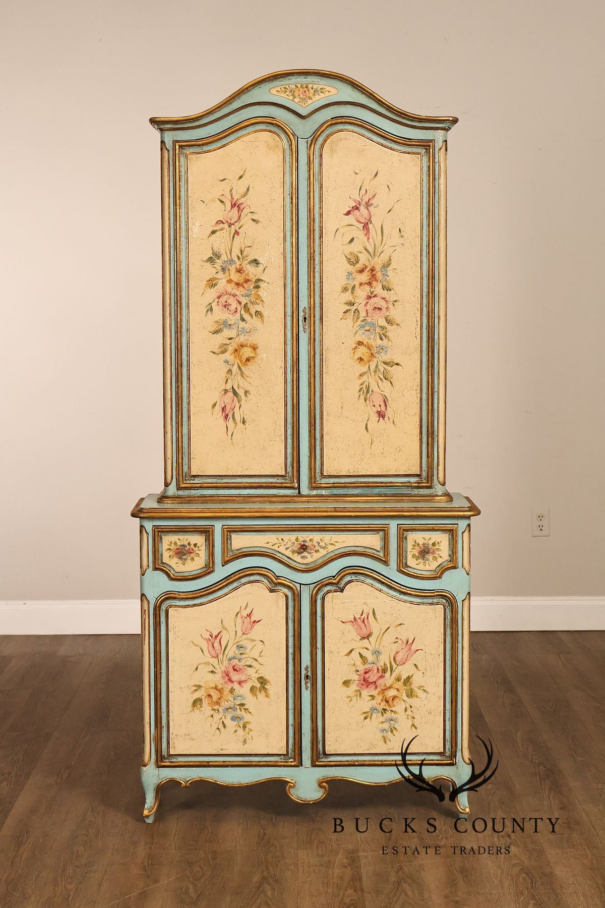 Venetian Style Hand Painted Florentine Cabinet On Stand