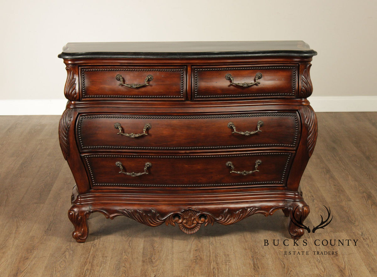 Hooker Furniture 'Seven Seas' Rococo Style Bombe Marble Top Chest of Drawers