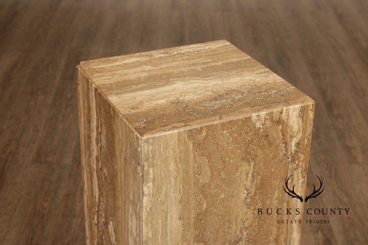 Postmodern Vintage Italian Travertine Pedestal
