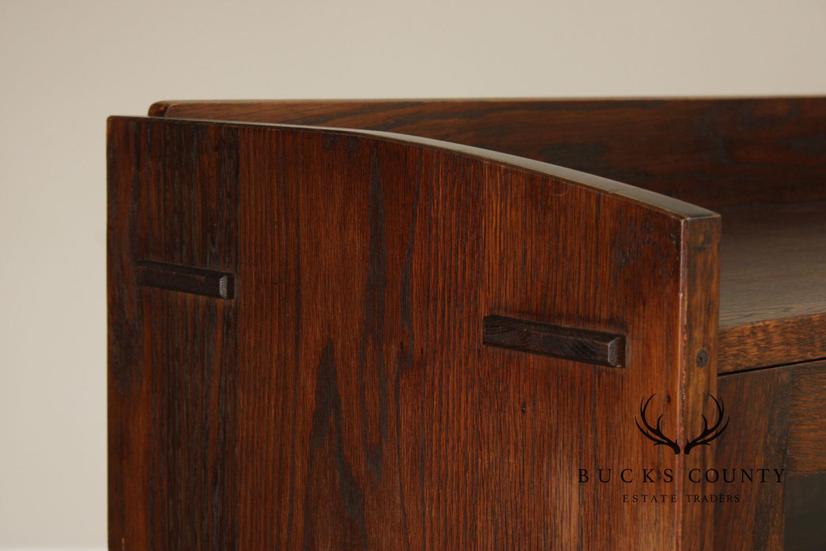 Antique Mission Oak Two Door Bookcase