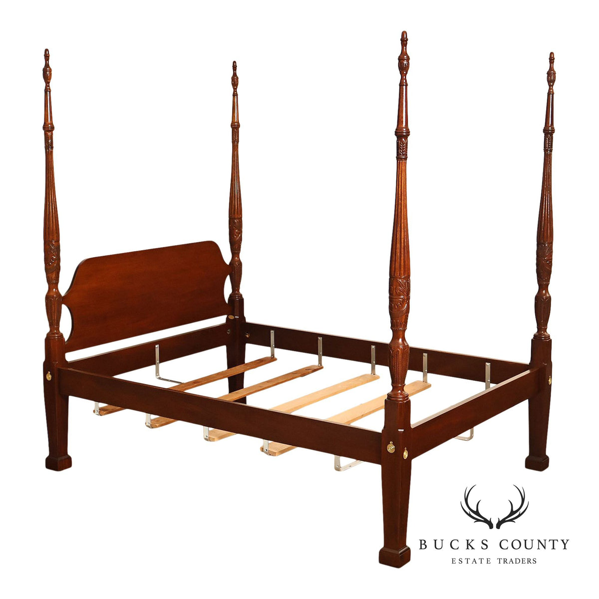 Councill Craftsmen Carved Mahogany Queen Size Four Poster Bed