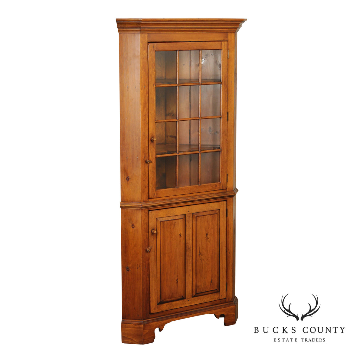 Custom Crafted Solid Pine Farmhouse Corner Cabinet