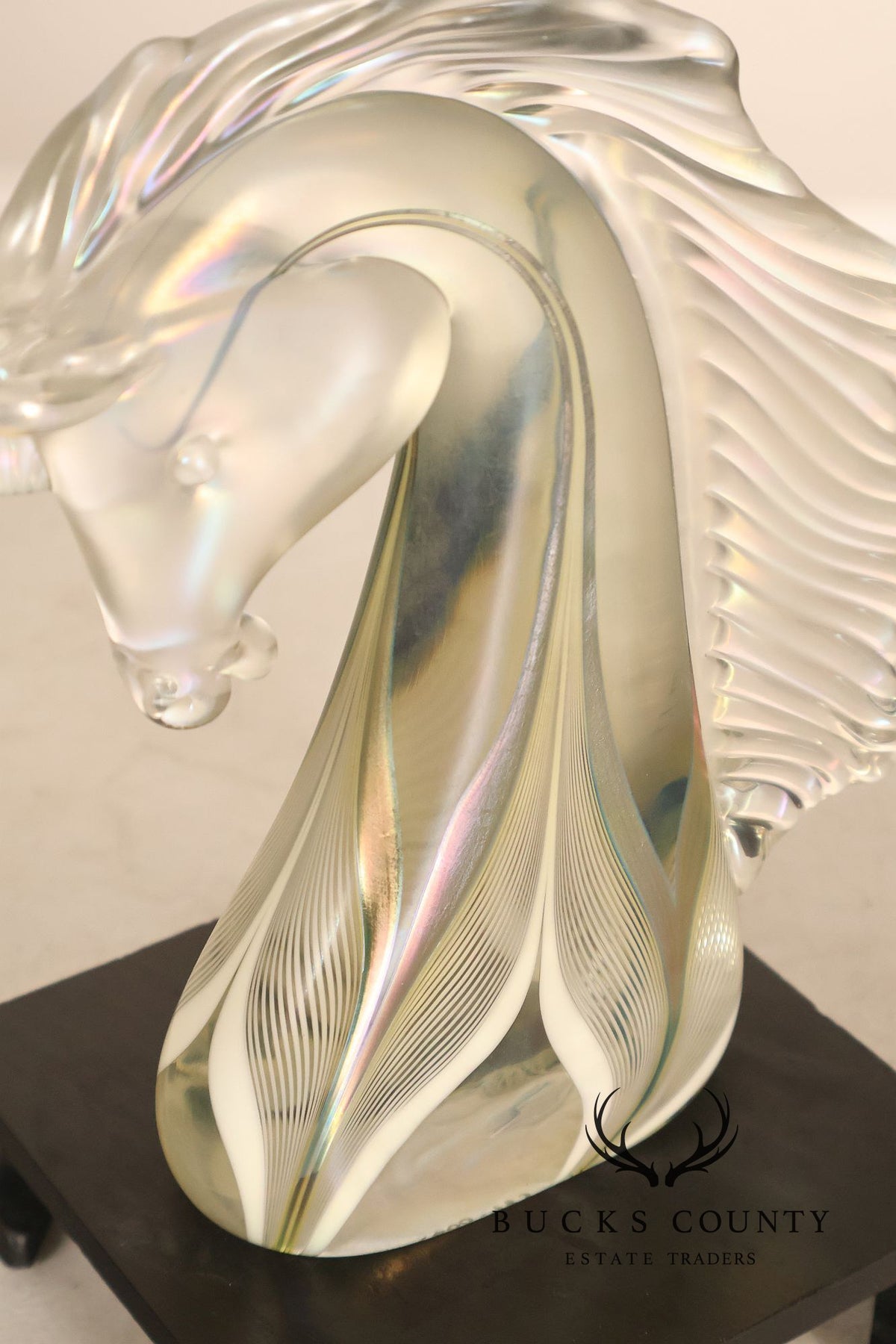 Stuart Abelman Art Glass Unicorn on Stand