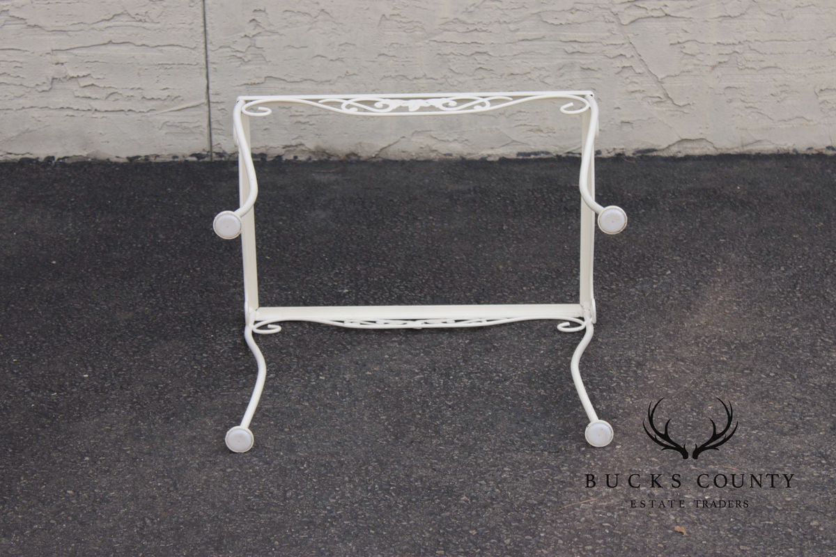 Vintage Wrought Iron And Glass Patio Side Table