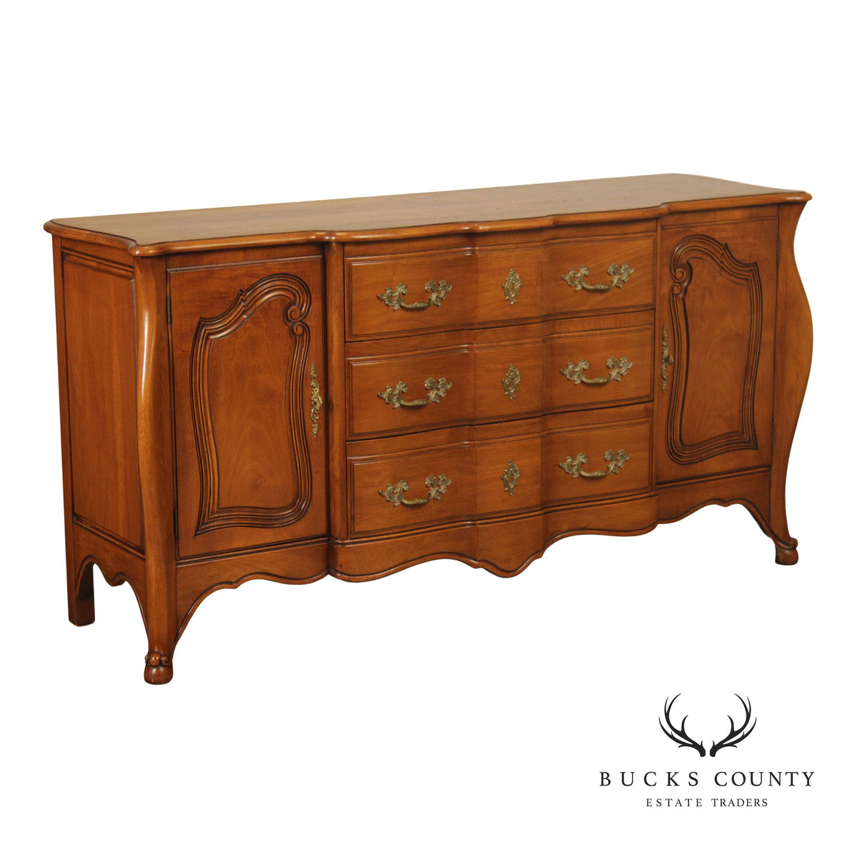 Vintage French Provincial Walnut Sideboard Buffet