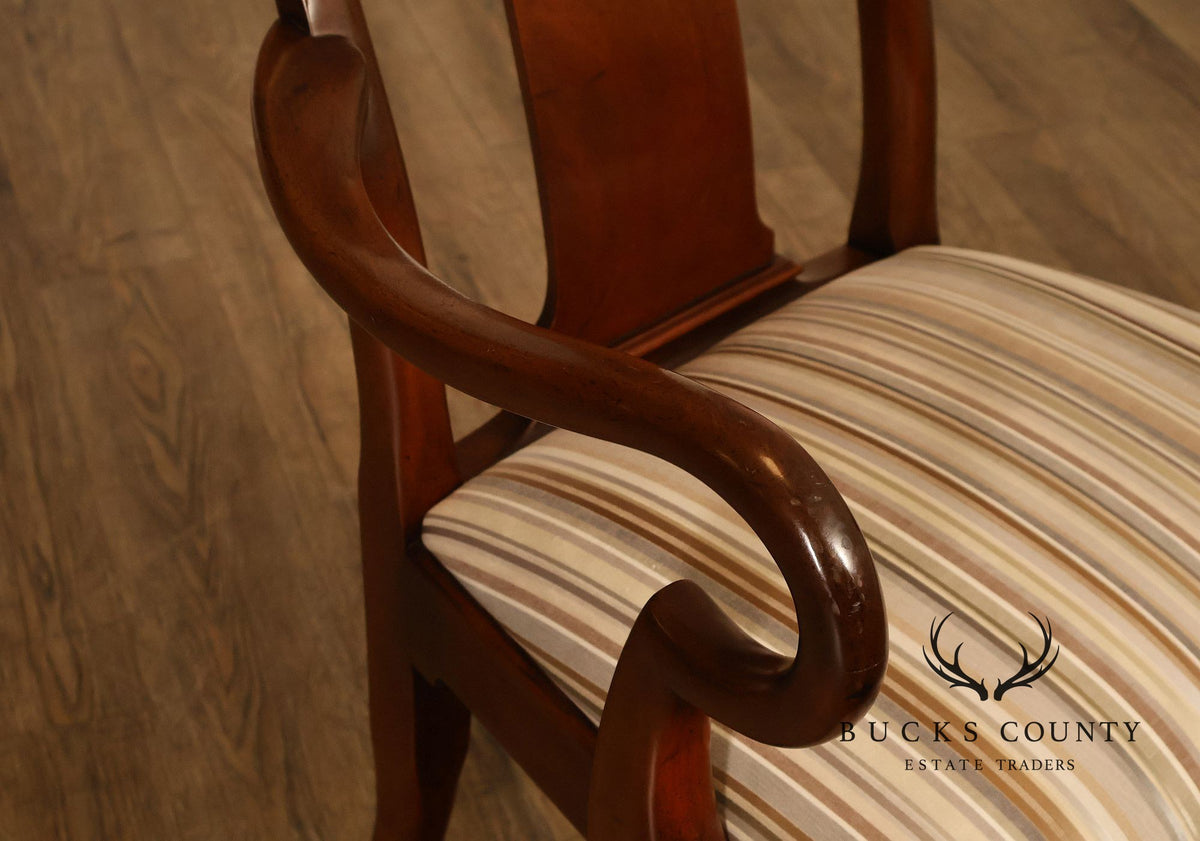 Kittinger Queen Anne Style Pair of Mahogany Gooseneck Armchairs