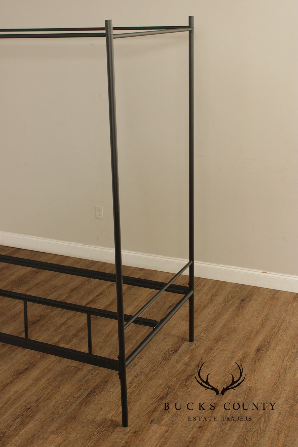 West Elm Pair of 'Ellipse' Twin Size Iron Canopy Beds
