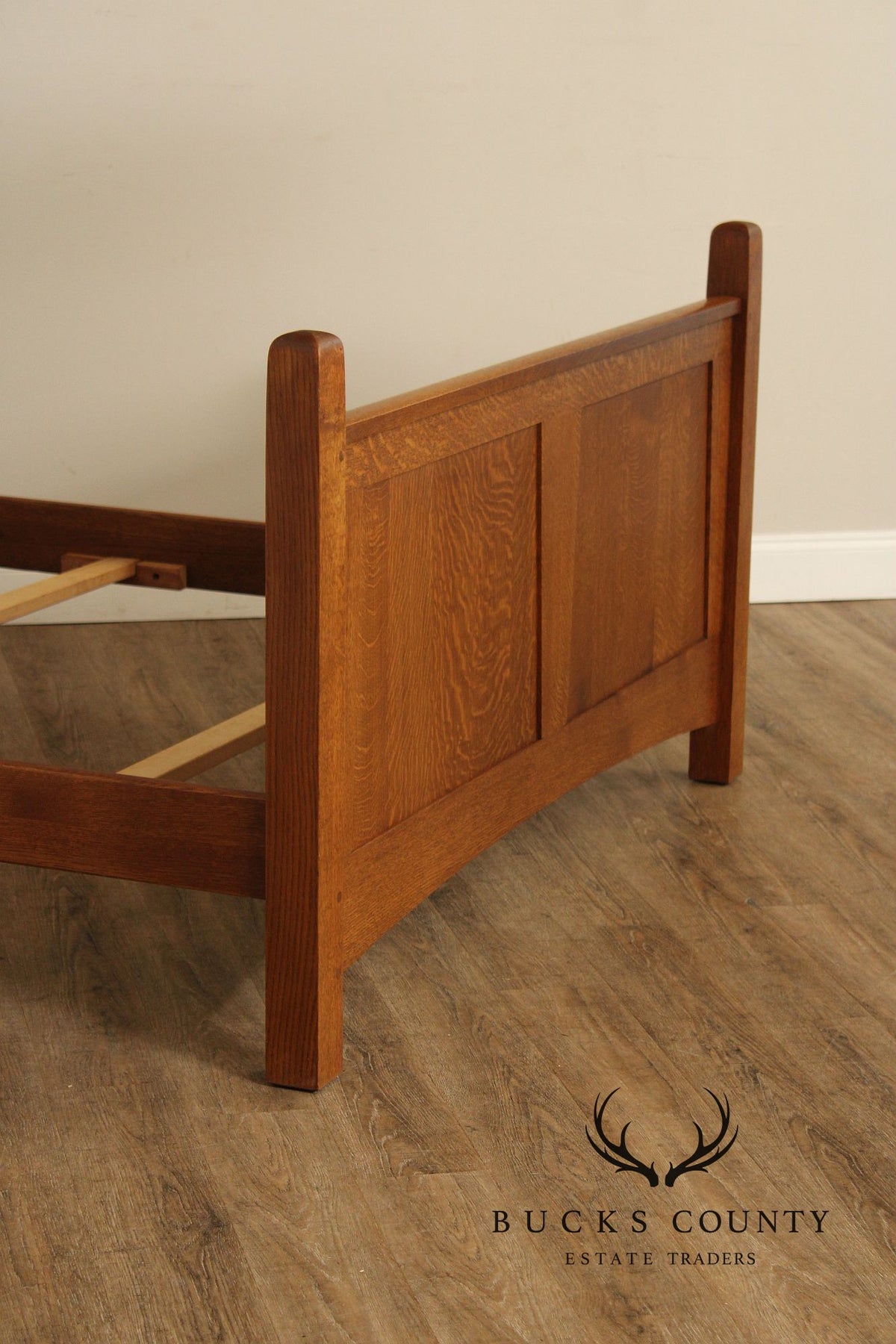 Stickley Mission Style Oak and Leather Queen Bed