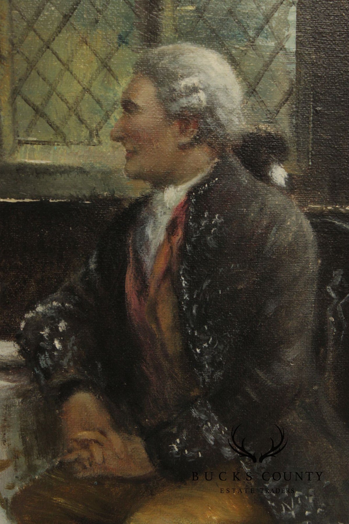E. Larroque English Genre Painting, 'Hot Toddy'