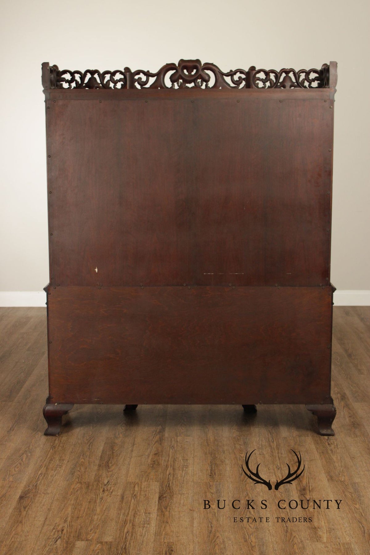 Georgian Style Hand Painted Mahogany Breakfront Cabinet