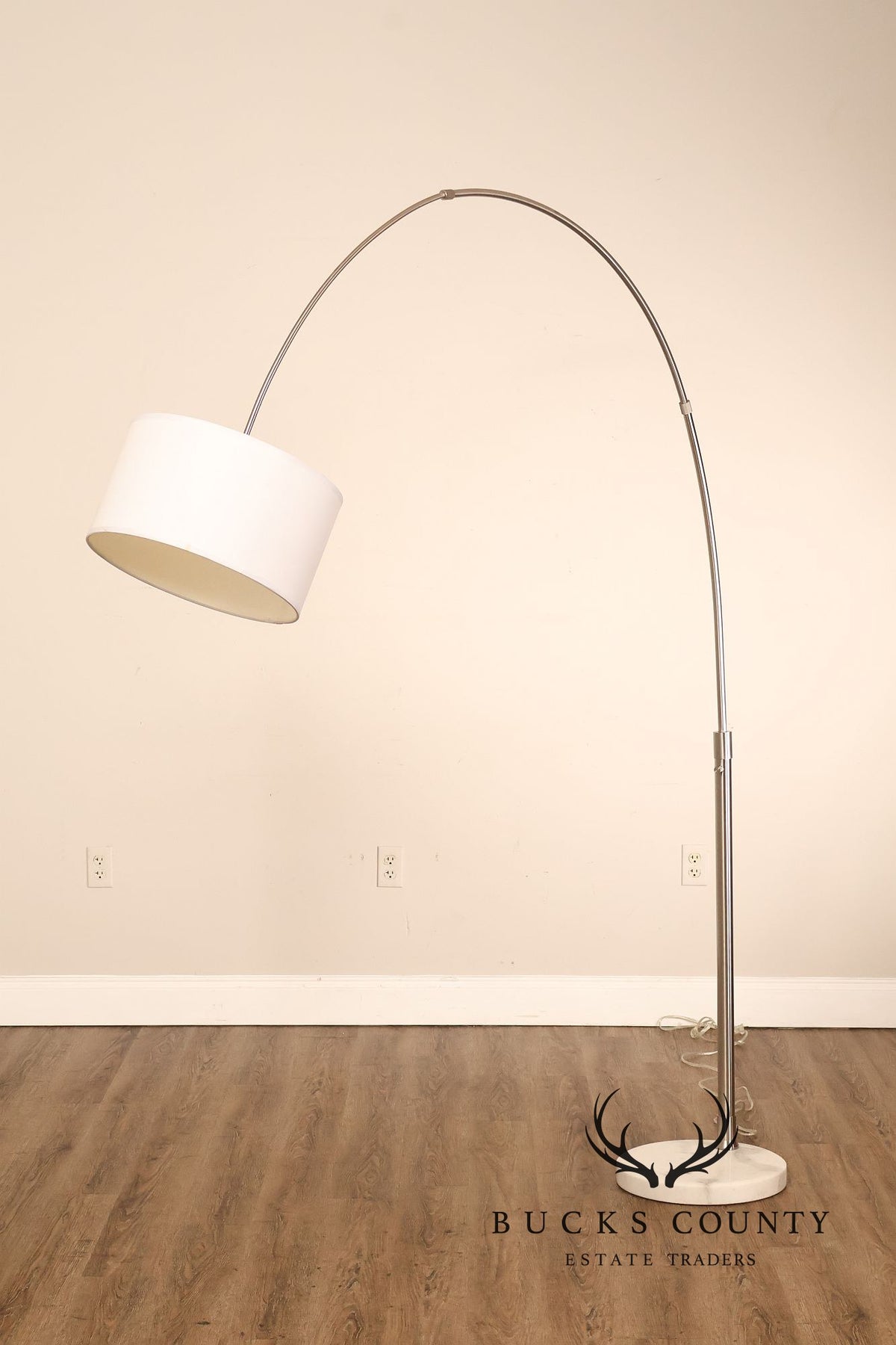 Nova Contemporary Brushed Nickel Arch Floor Lamp With Marble Base