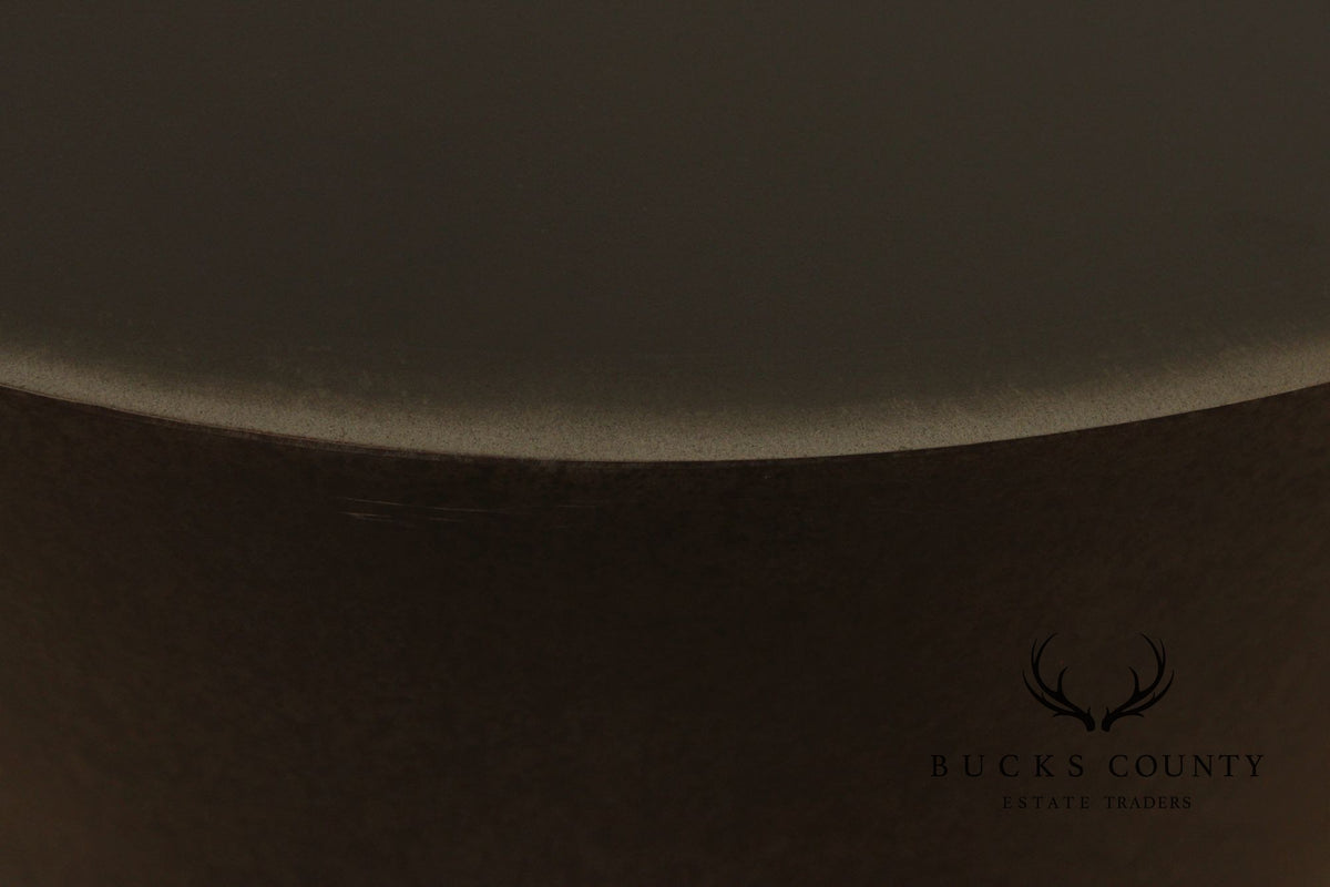 Modern Pair of Patinated Steel Round Drum Side Tables