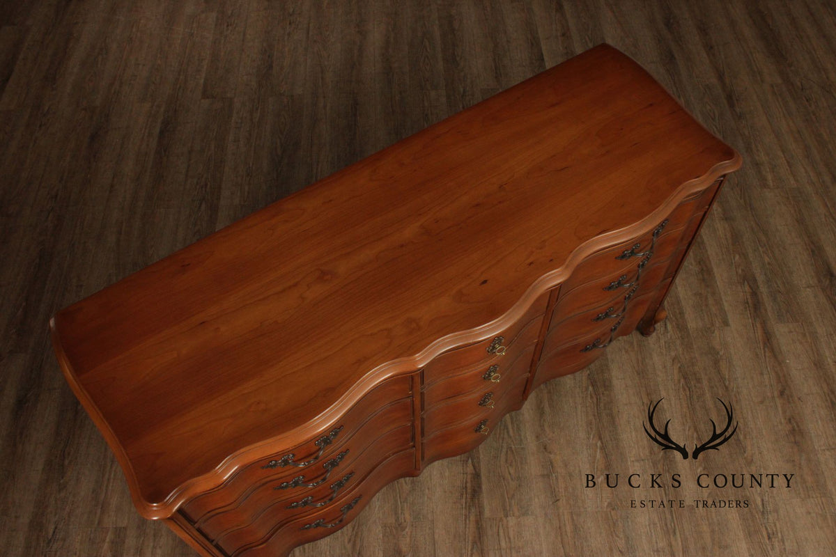 French Provincial Style Vintage Cherry Serpentine Dresser