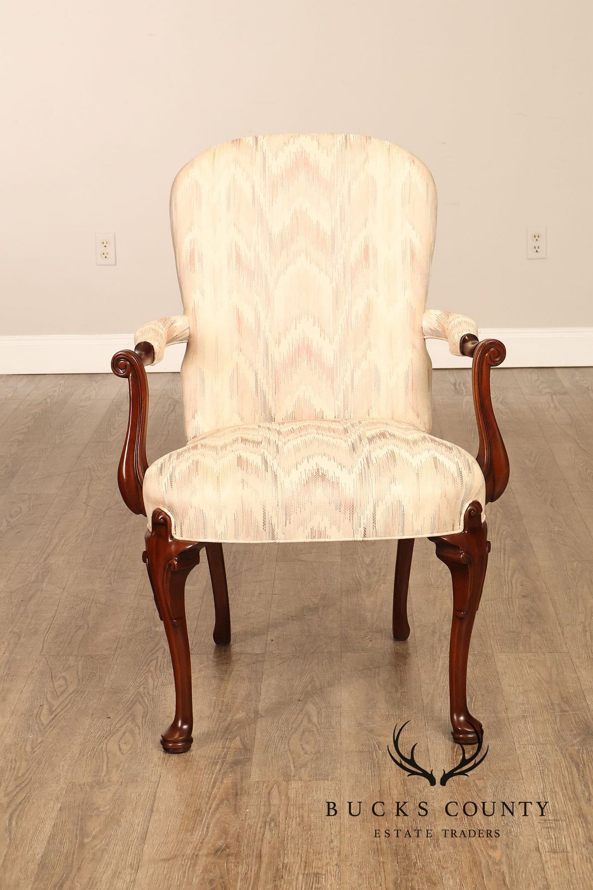 Southwood Queen Anne Style Pair of Mahogany Armchairs