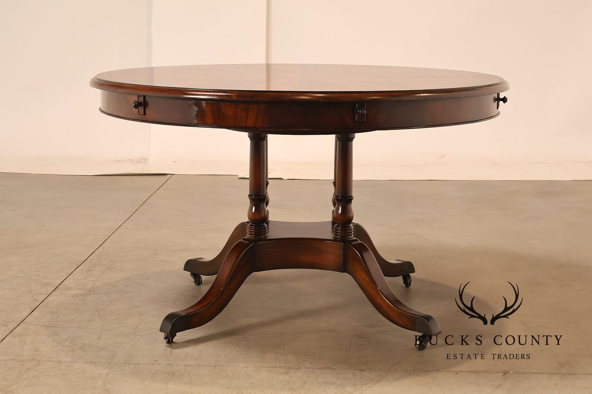 Theodore Alexander Regency Style Flame Mahogany Round Expanding Dining Table