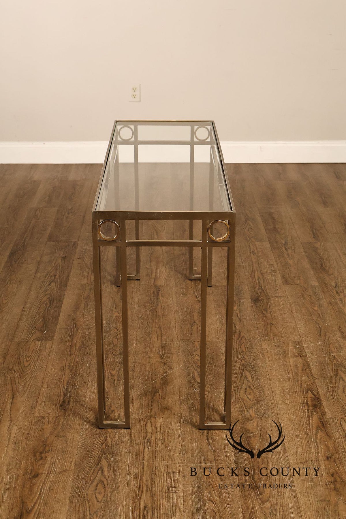 Modern Art Deco Style Glass Top Console Table