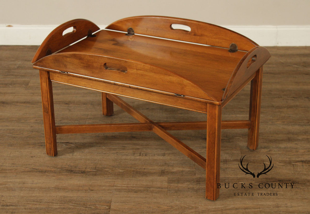 Ethan Allen 1776 Collection Chippendale Style Maple Butler’s Tray Coffee Table