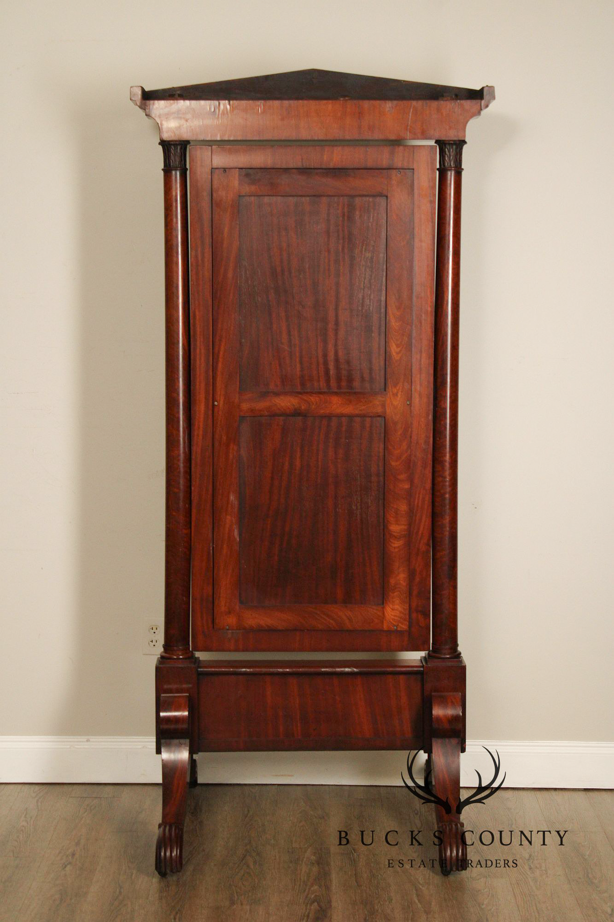 Antique French Empire Mahogany Cheval Mirror
