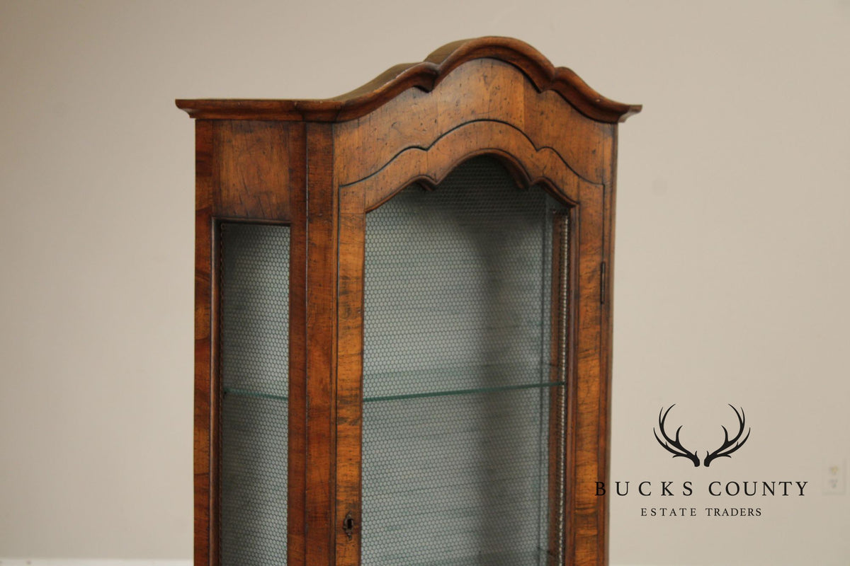 Italian Rococo Style Walnut Bombe Vitrine