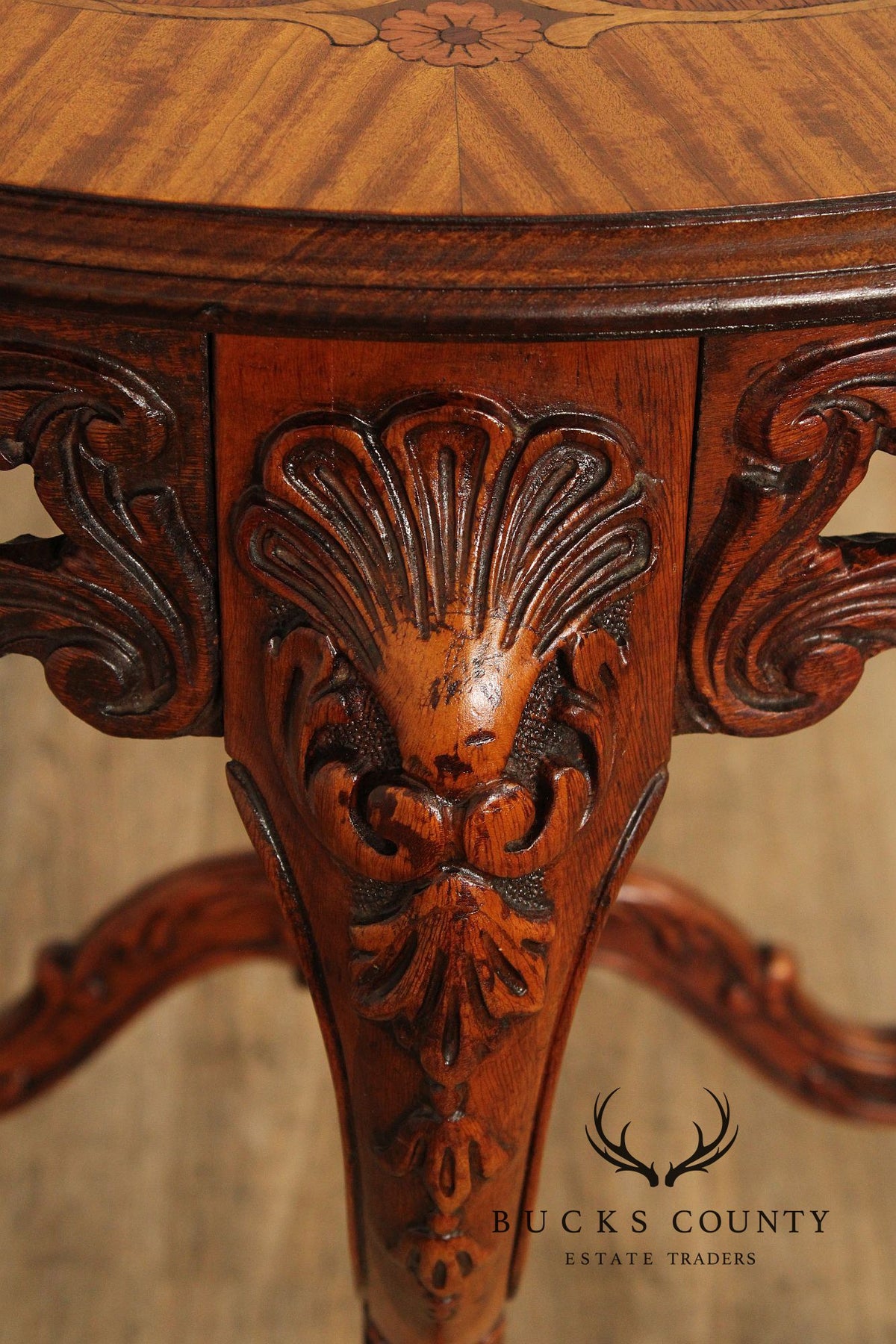 French Court Galleries Rococo Style Round Inlaid Side Table