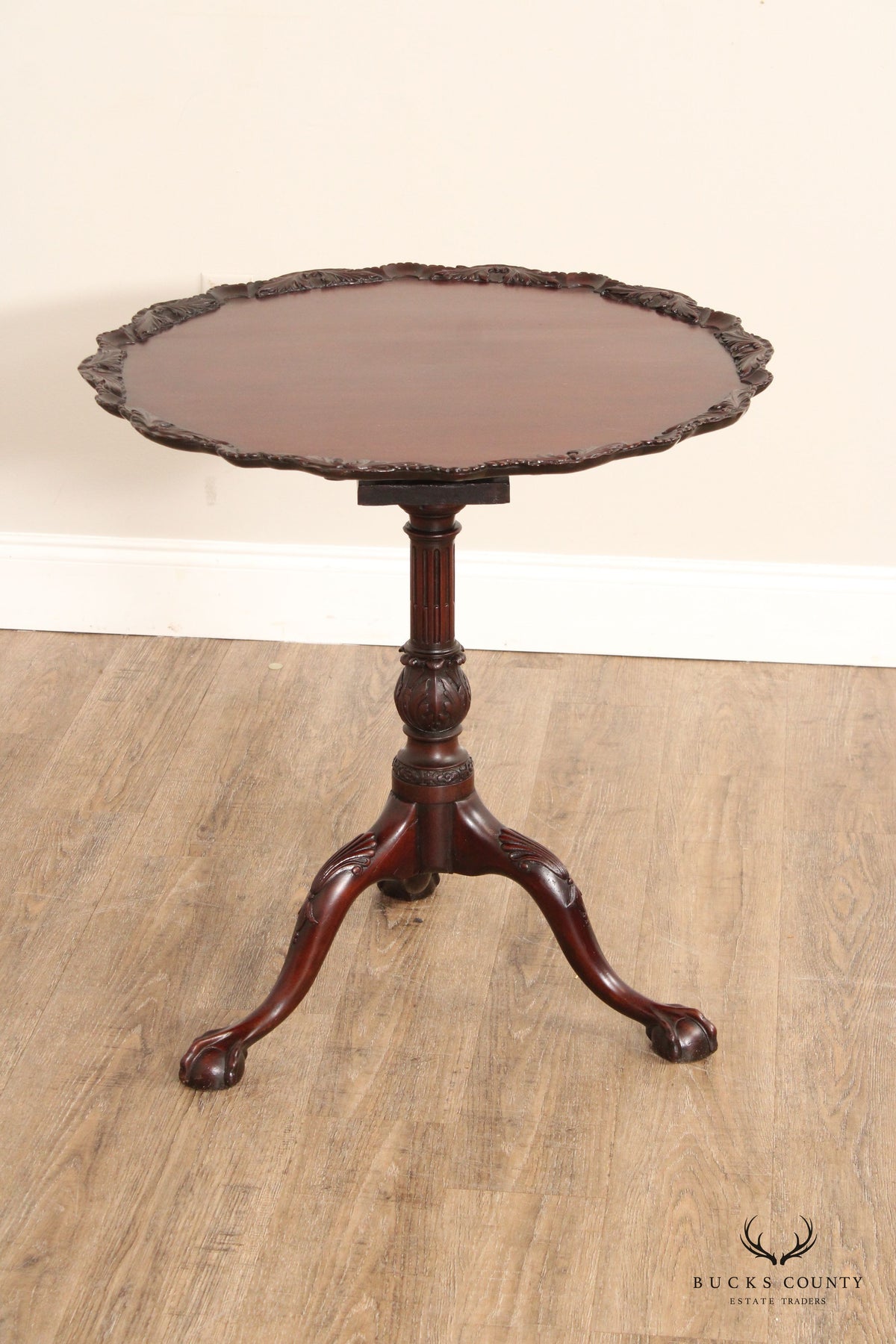 Chippendale Carved Mahogany Tilt Top Pedestal Table
