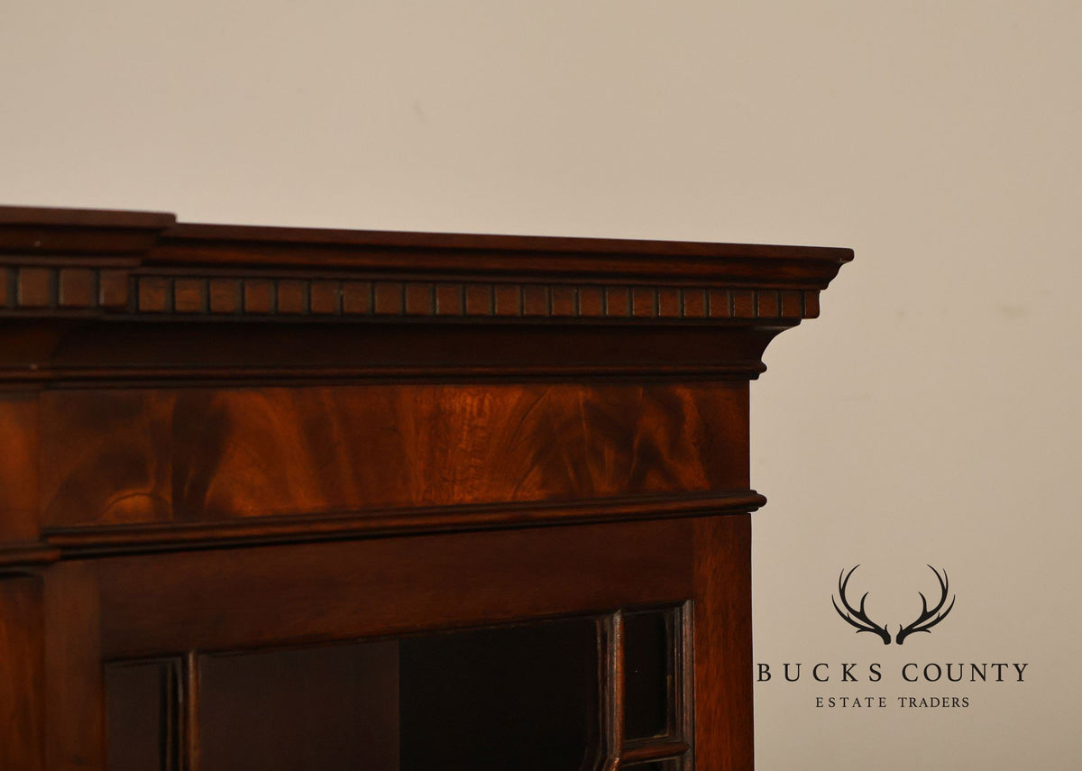Georgian Style Mahogany Breakfront China Cabinet With Secretary Desk