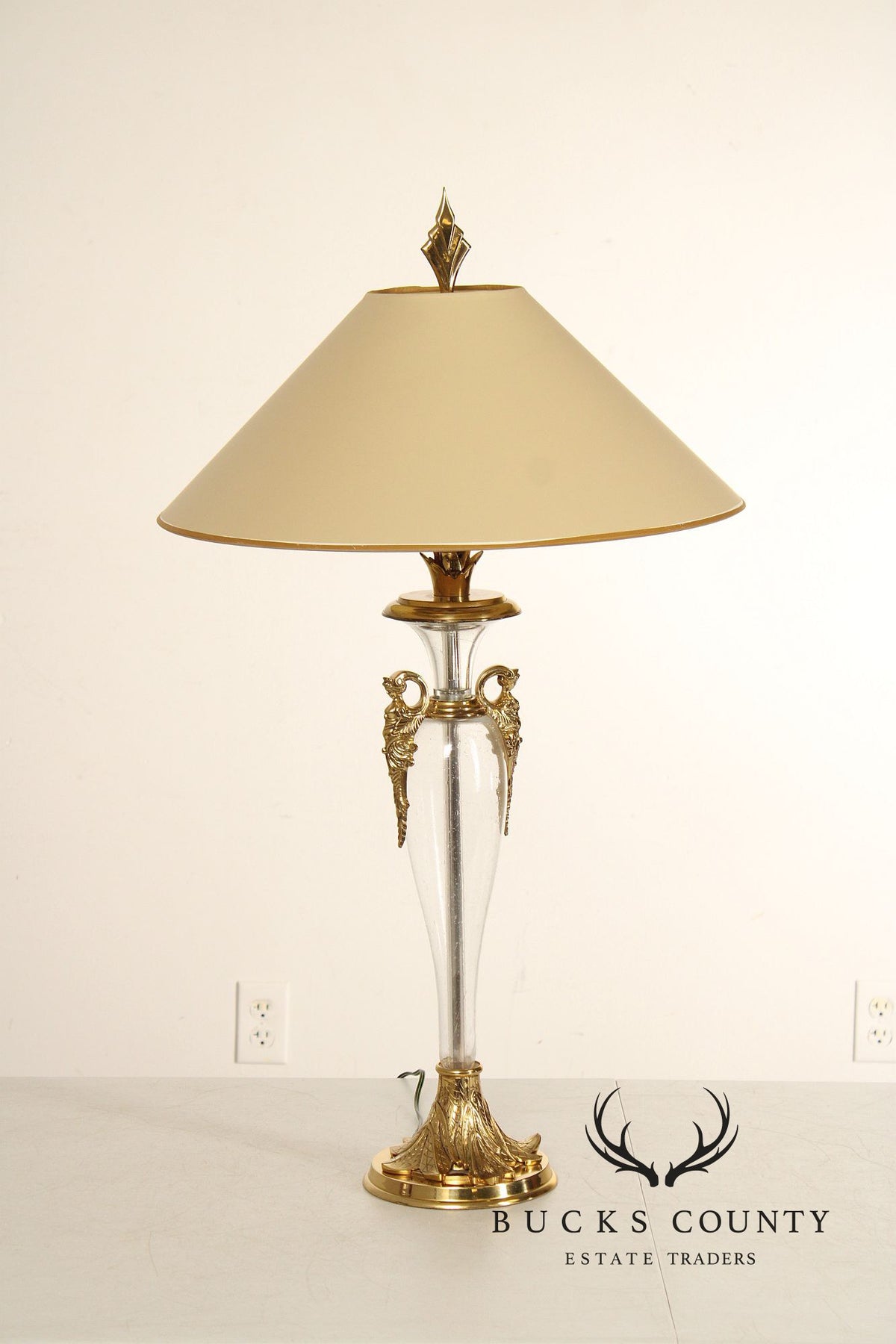Chapman Pair of Brass and Glass Table Lamps