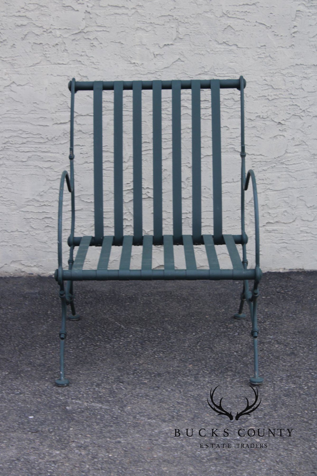 Vintage Wrought Iron Patio Lounge Chair and Ottoman