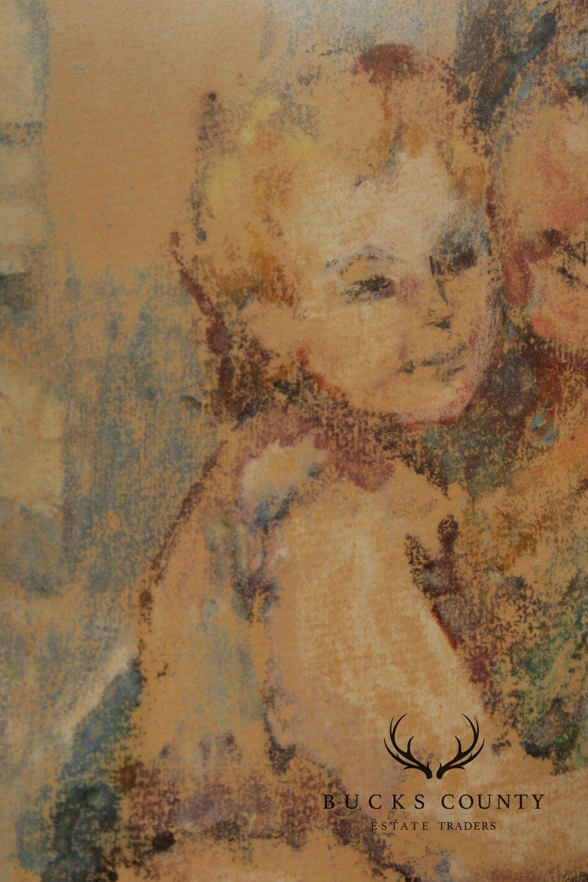 Edna Bass Impressionist Style Pastel Painting, 'Maternité'