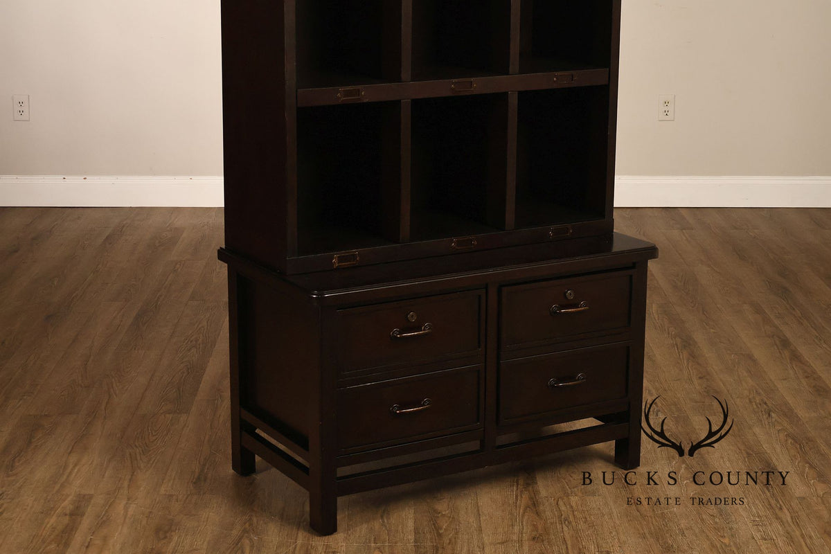 Stanley Furniture Dark Finish Multi-Compartment Library Bookcase Cabinet