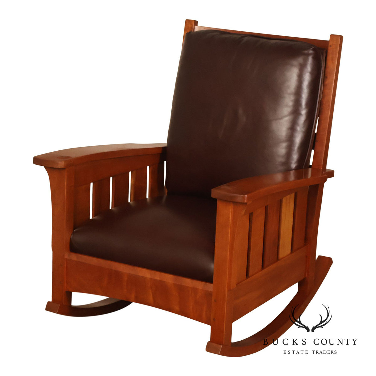 Stickley Mission Collection Cherry and Leather Rocker