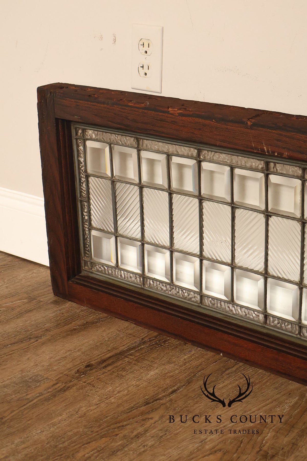 Arts & Crafts Leaded Glass and Oak Transom Window