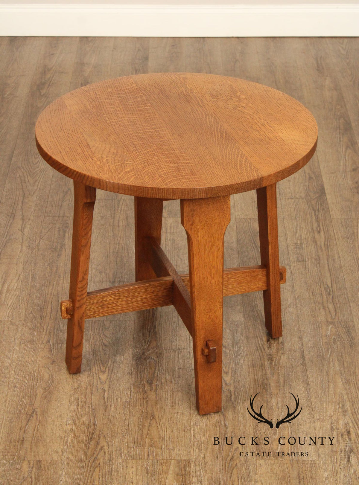 Stickley Mission Collection Oak Gus Round Lamp Table