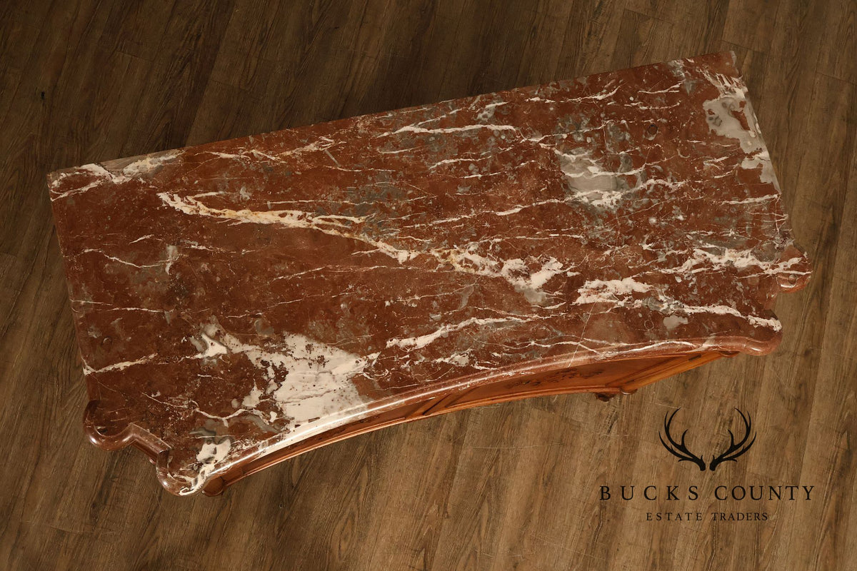 1920's French Louis XV Style Satinwood Marble Top Server