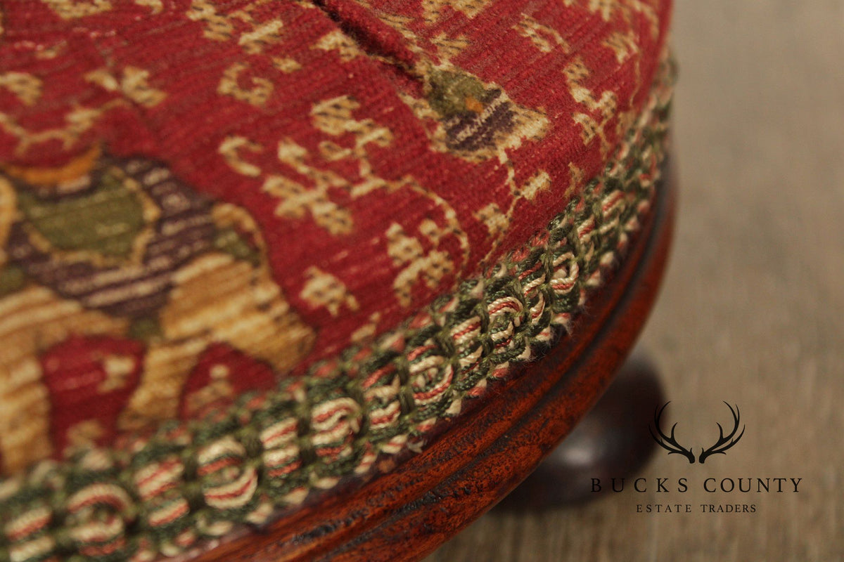 Antique Victorian Low Round Foot Stool