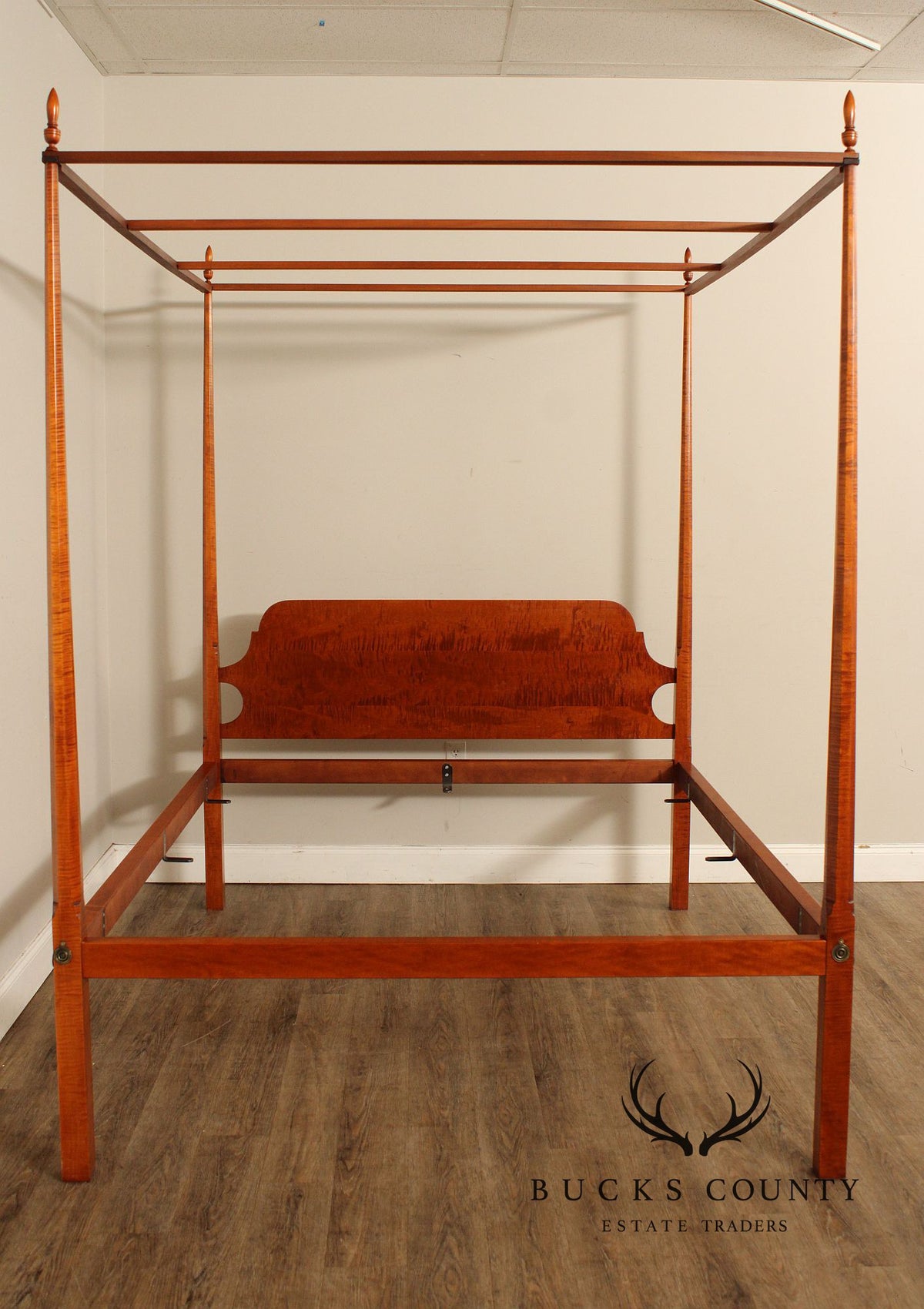 Eldred Wheeler Tiger Maple Queen Size Canopy Poster Bed