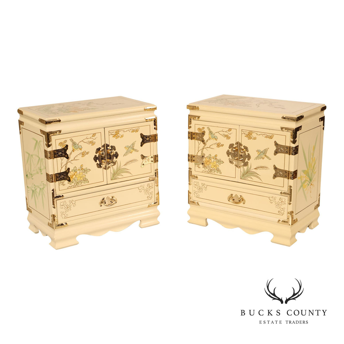 Painted Chinoiserie Style Pair Of Jewelry Chest