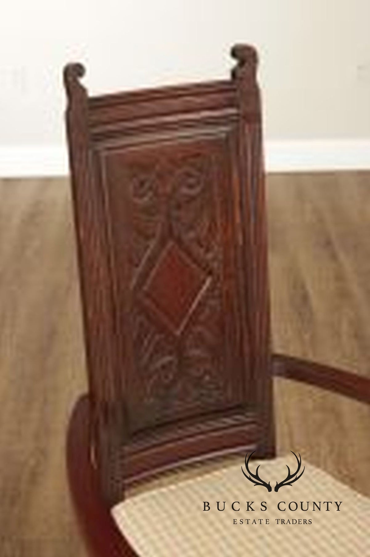 English Traditional Carved Oak Throne Chair