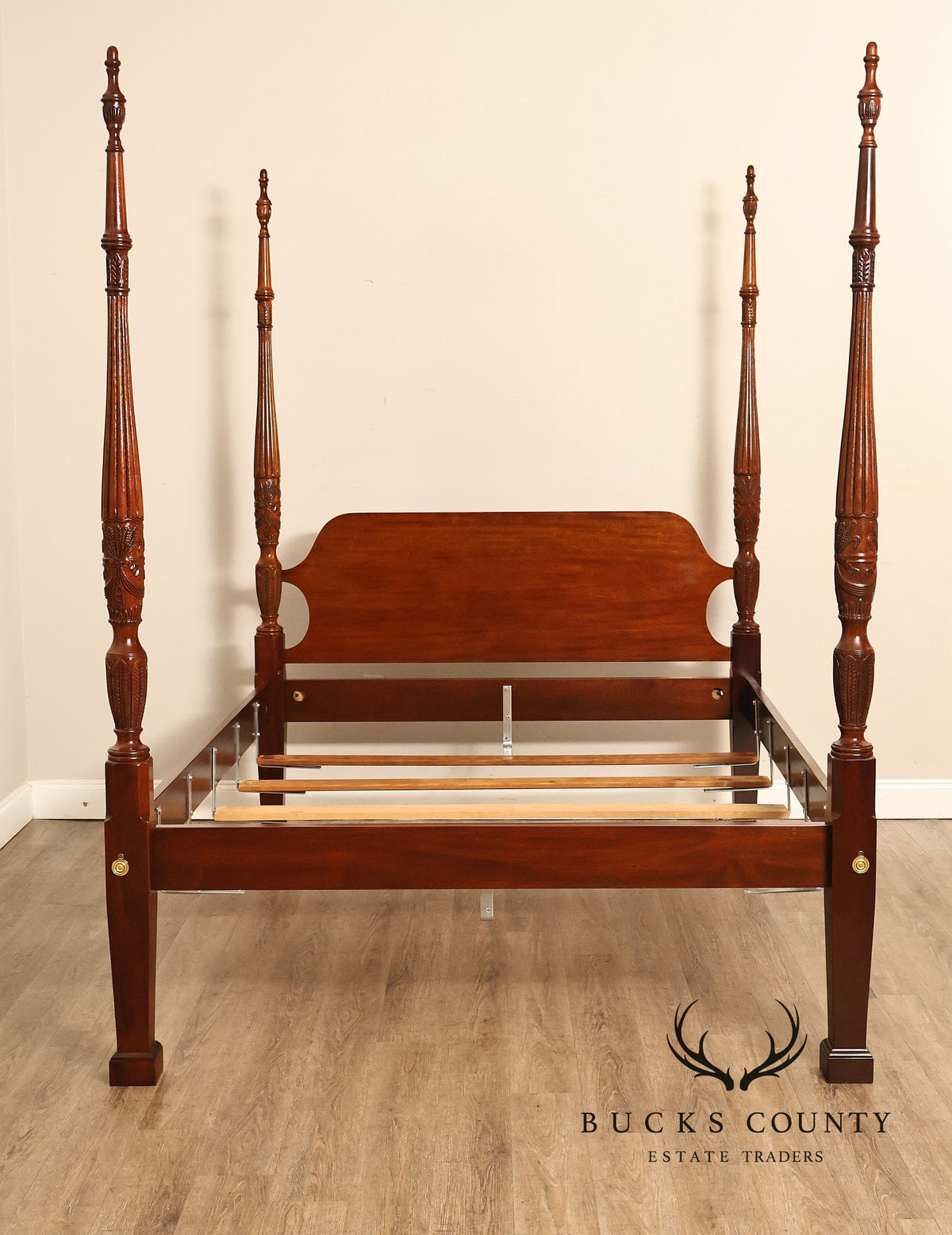 Councill Craftsmen Carved Mahogany Queen Size Four Poster Bed