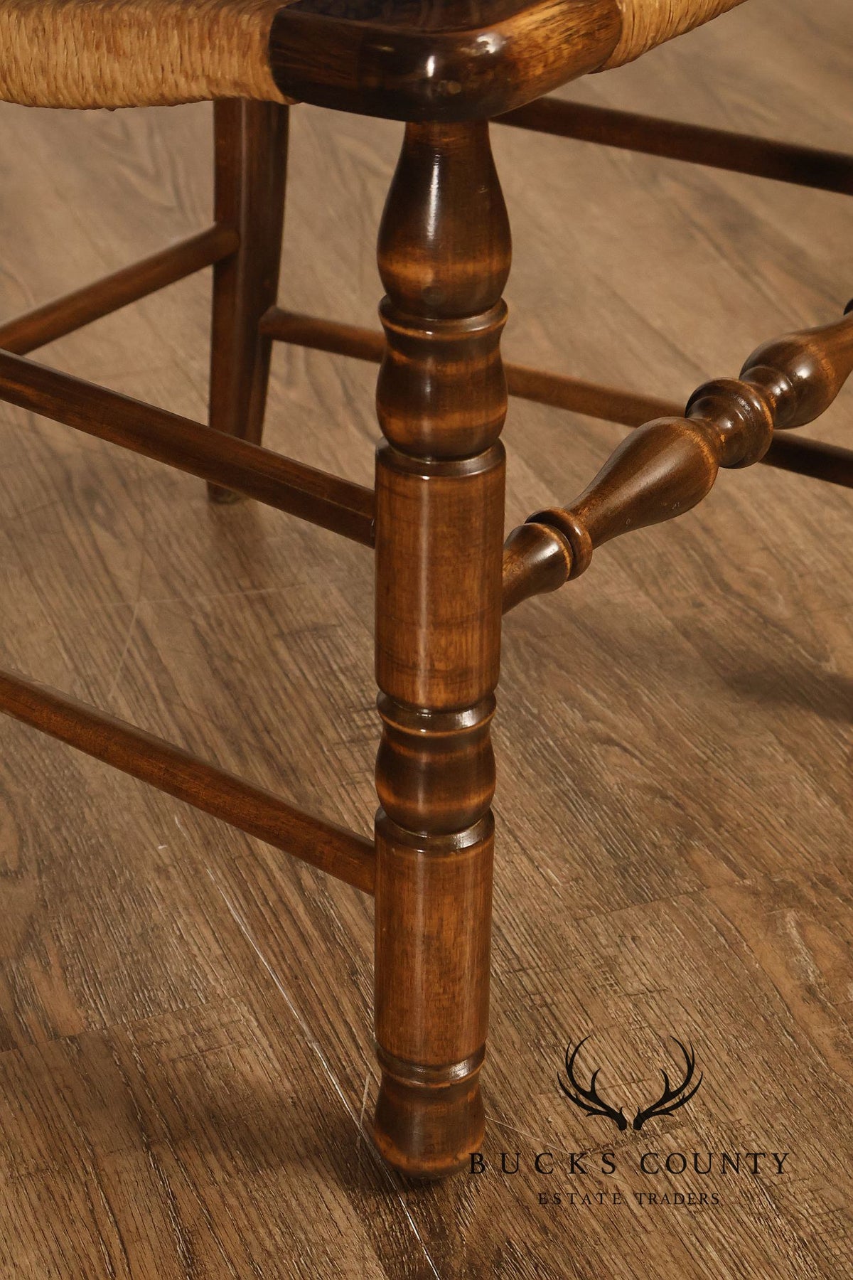Hickory Chair Co. Set Of Six Country Ladder Back Rush Seat Dining Chairs