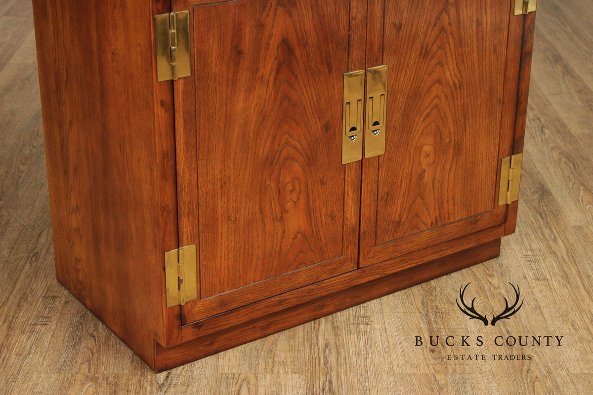 Henredon Campaign Style Oak Cabinet