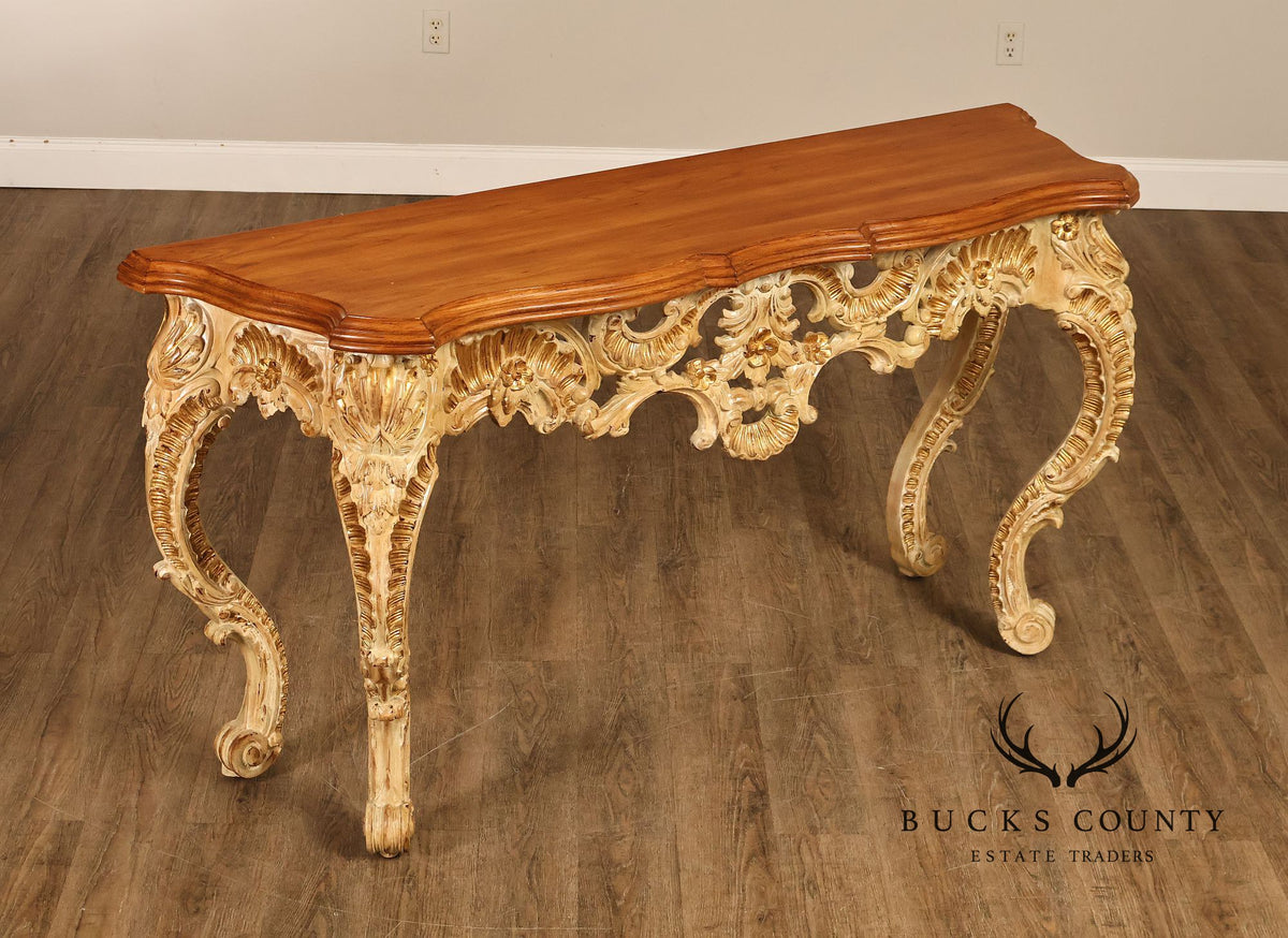 Louis XV Style Rococo Carved Console Table