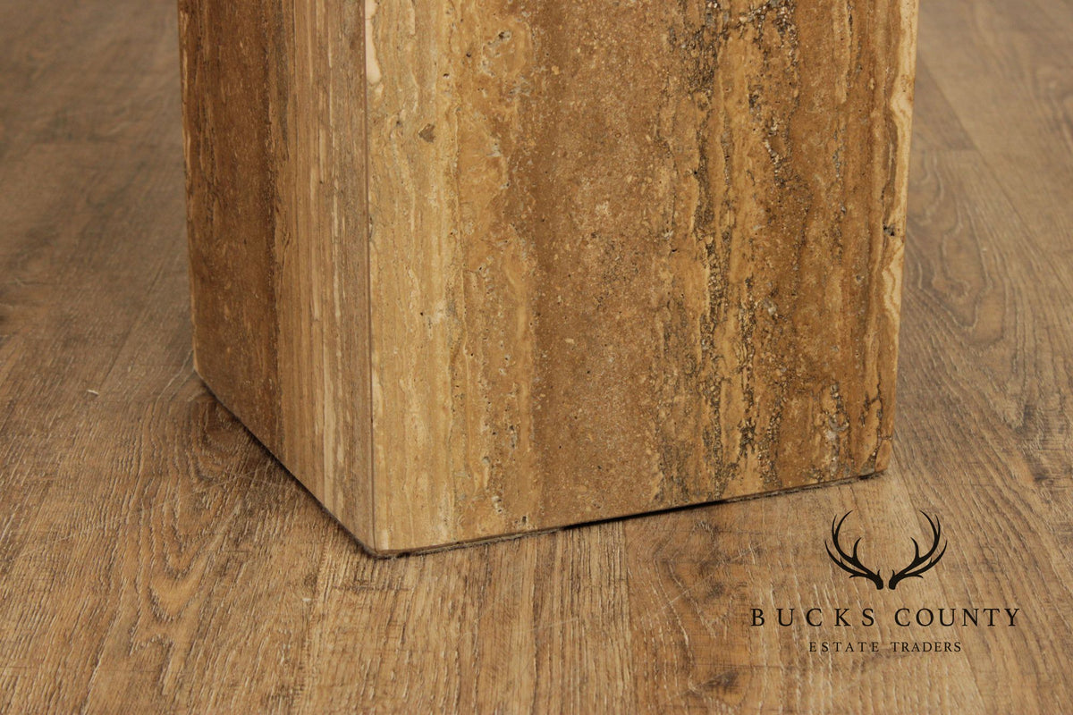Postmodern Vintage Italian Travertine Pedestal