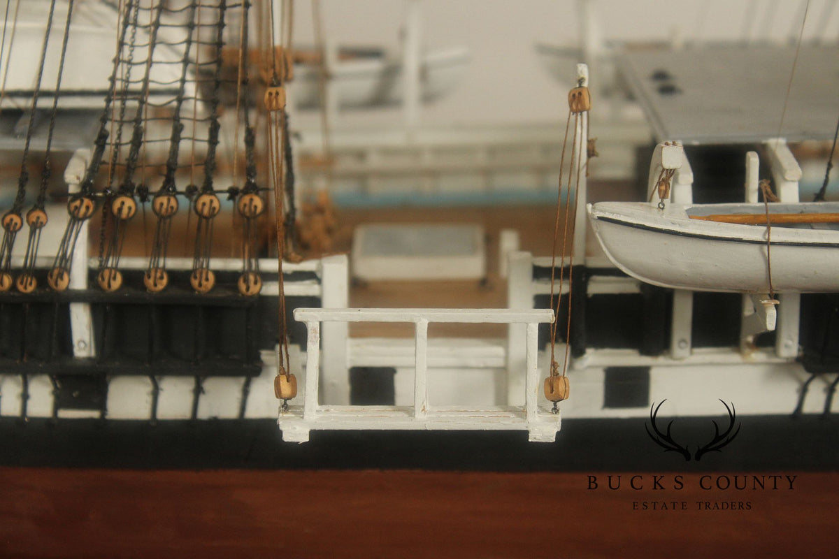 Charles W. Morgan 1841 Whaling Ship Wooden Model In Glass Display Case
