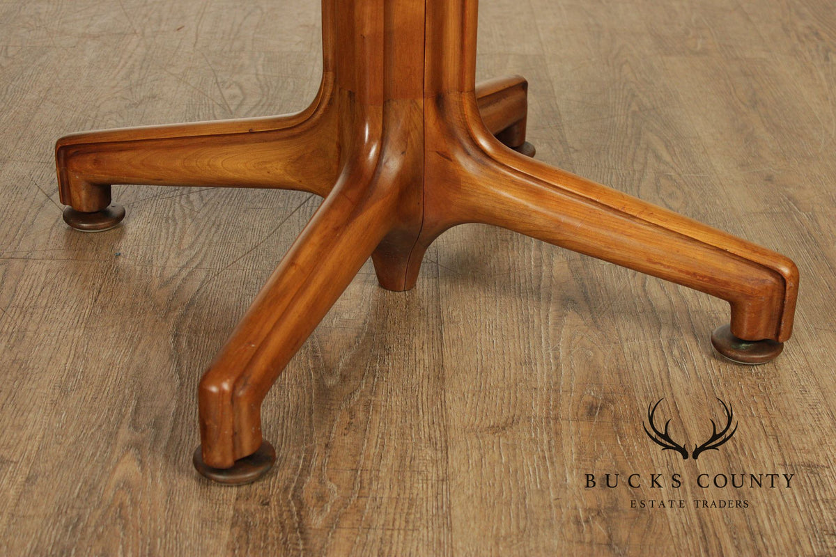 Mid Century Modern Round Walnut Extendable Dining Table
