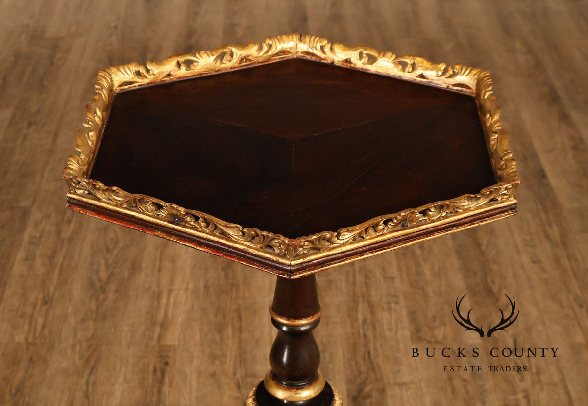 Italian Regency Style Mahogany And Gilt Pedestal Plant Stand