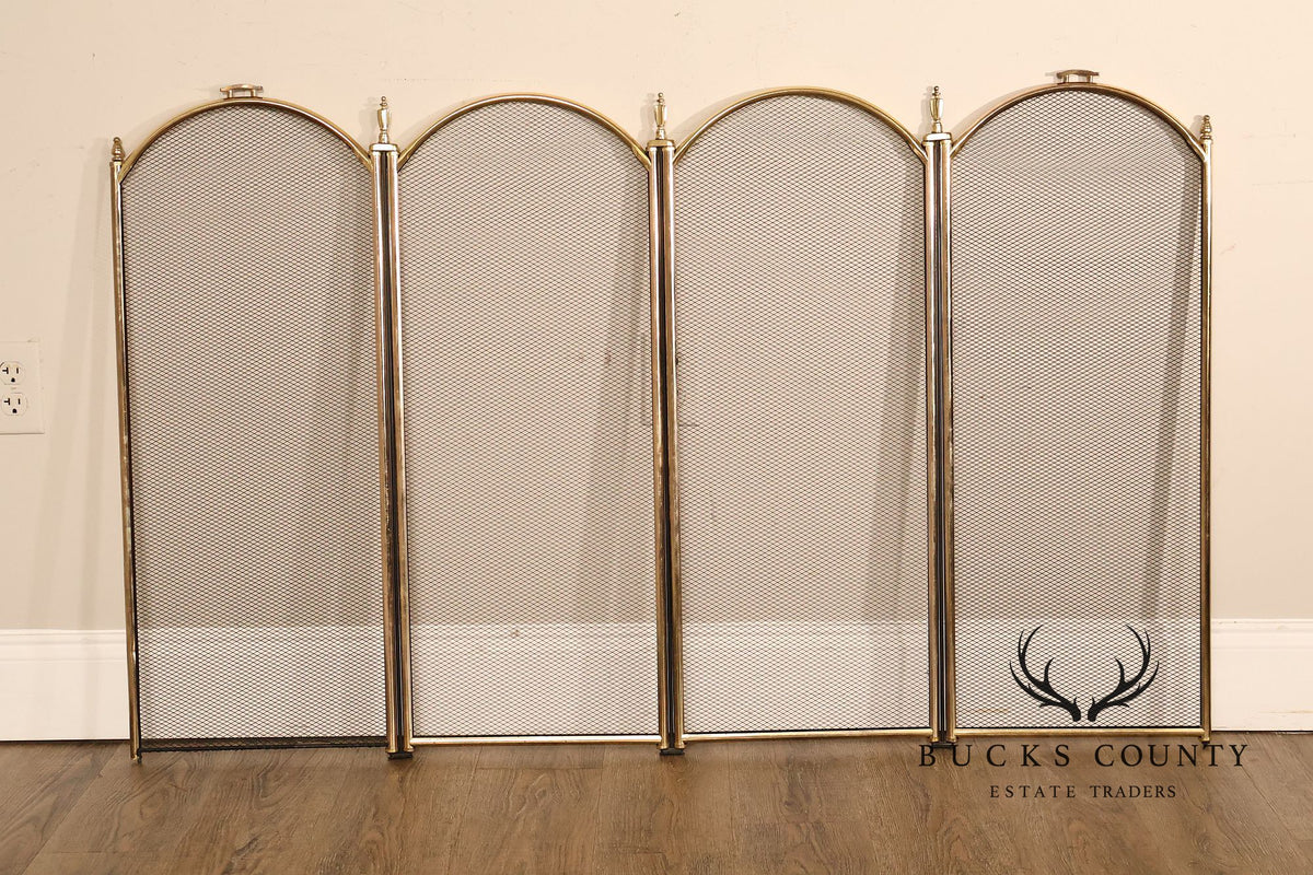 Traditional Four-Panel Arched Fireplace Screen