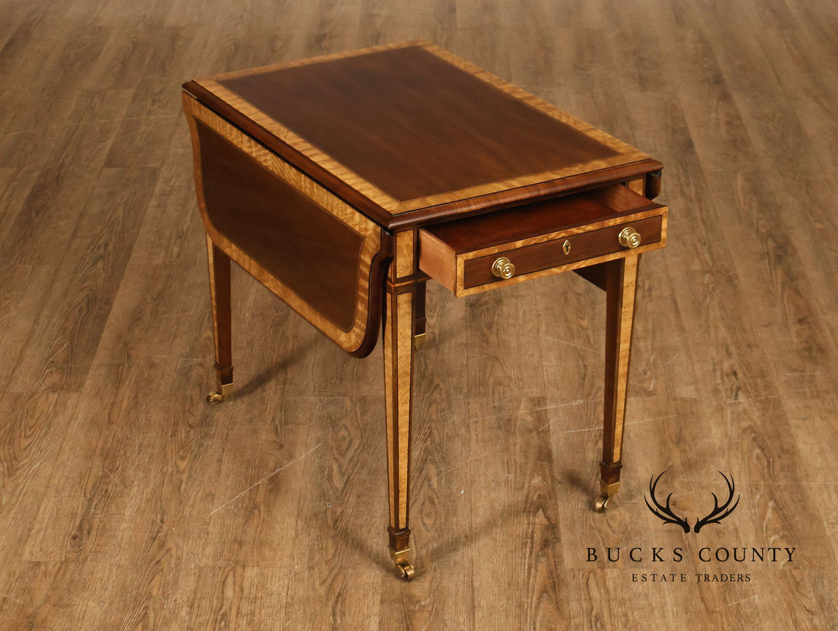 Henredon Historic Natchez Collection Mahogany And Burl Drop Leaf Pembroke Side Table