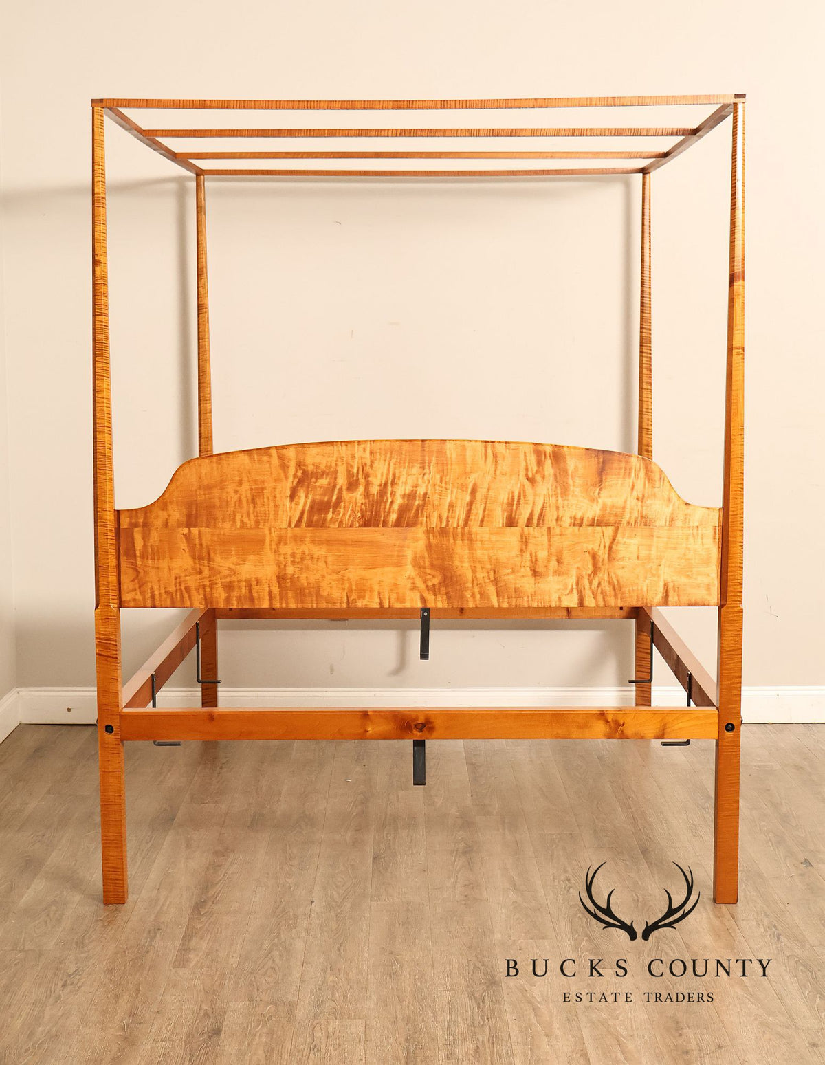 Bench Made Tiger Maple Queen Size Four Poster Canopy Bed