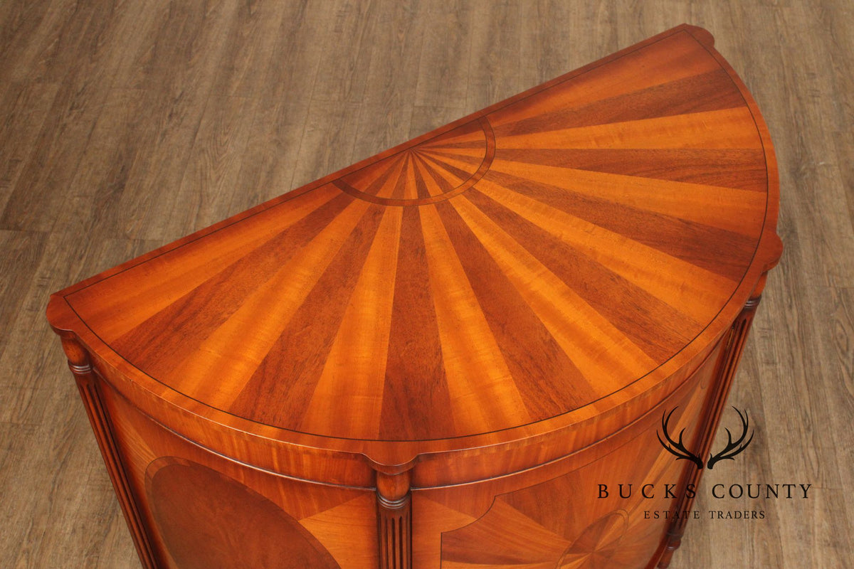 Georgian Style Demilune Cabinet With Starburst Inlay